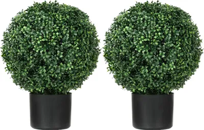 Zdjęcie produktu dla Sztuczne rośliny zestaw 2 odpornych na promieniowanie UV sztucznych roślin w doniczce 52 cm bukszpan do dekoracji ogrodu i salonu