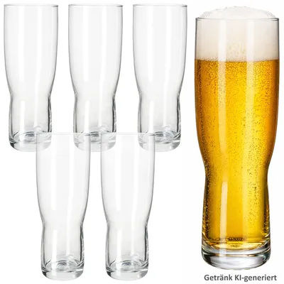Immagine prodotto di 6 bicchieri da birra da 0,5 L, bicchieri da pils in vetro trasparente, slanciati, per birra e succhi