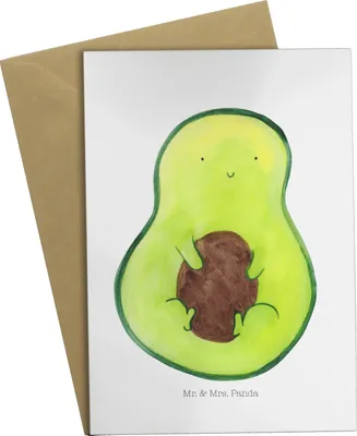 Produktbild von Mr. & Mrs. Panda Glückwunschkarte Avocado Kern - Weiß - Geschenk, Avokado, Pflanze, einladungskarten, Spruch Leben, valentinstagskarte, weihnachtskarten, hochzeitskarten
