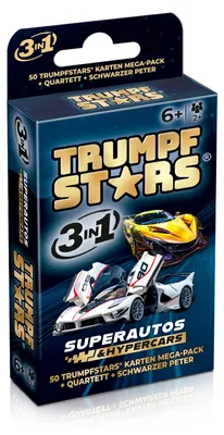 Produktbild von Kartenspiel Trumpfstars Superautos & Hypercars 3 in 1 Quartettspiel ab 6 Jahren