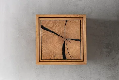 Produktbild von Wandregal mit Holztür 34x34 cm "Danzig II" Wildeiche massiv