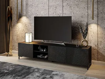 Obrázek produktu pro TV skříňka GEORGIA II černá / černý vysoký lesk, Nohy: černé