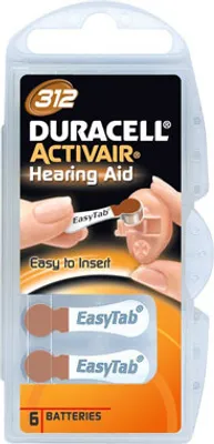Produktbild von Duracell - Hörgerätebatterie Activair / Hearing Aid / 312 / PR41 - 1,45 Volt 160mAh Zinc Air - 6er Blister