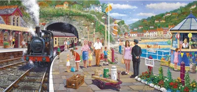 Produktbild von GIBSONS Panoramatické puzzle Pobřežní vlak 636 dílků