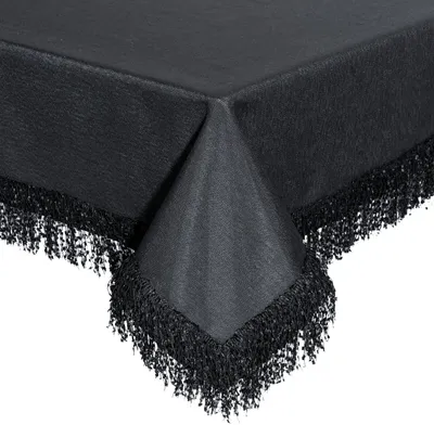 Produktbild von EUROFIRANY | Tischdecke - 140x180 cm - Schwarz - Elegant - Mit Fransen - Pflegeleicht