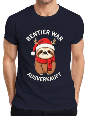 Produktbild von Rentier war t Faultier Weihnachten lustig Geschenk Herren T-Shirt, Navy, L