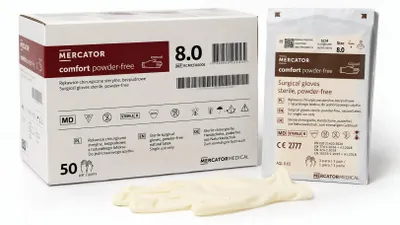 Zdjęcie produktu dla Rękawiczki Jednorazowe Mercator Comfort Lateks Biały Rozmiar 8 2 Szt. Opakowanie
