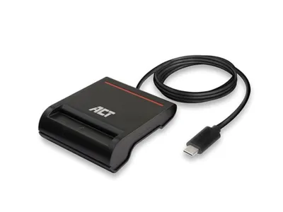 Produktbild von ACT USB-C Lesegerät für eID oder Chipkarte, USB 2.0, 1 m, Schwarz