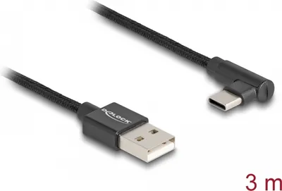 Produktbild von Delock - USB-Kabel - USB (M) zu 24 pin USB-C (M) gewinkelt - USB 2.0 - 1.5 A - 3 m - Schwarz