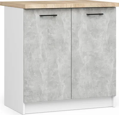 Produktbild von Küchen-Unterschrank mit Arbeitsplatte OLIWIA Weiß, Beton B80xH85xT46 cm