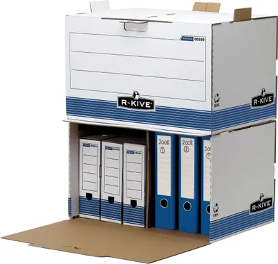 Produktbild von Fellowes Archiv-Container R-Kive PRIMA, weiß-blau aus 100% recycelter Karton, zu 100% wiederverwertbar (0029901)