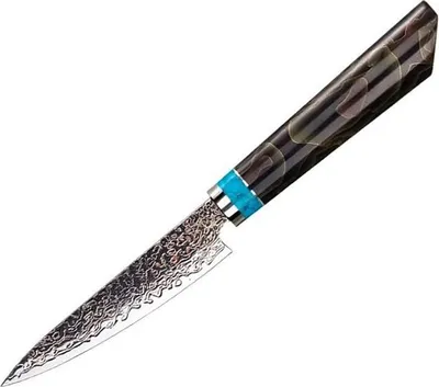 Produktbild von Damast Küchenmesser Zetsu - Präzises Utility-Messer in Braun und Blau KP37408