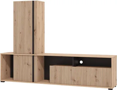 Immagine prodotto di Dmora Parete Attrezzata Montiano 196x33x140h cm Marrone Rovere Nodi, Modulabile 7 Ripiani
