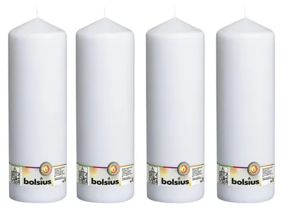 Image de lot de 4 bougies - hauteur 30 cm - diamètre 9,8 cm - blanc