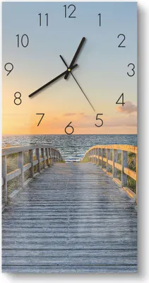Produktbild von DEQORI Glasuhr 30x60 cm Zahlen 'Dünenweg zum Meer' Wanduhr Glas Uhr Design leise