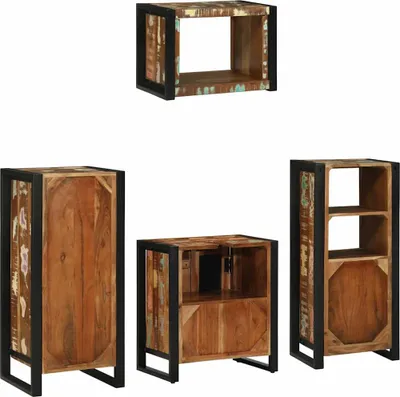 Image de Maison Exclusive - Ensemble de meubles de salle de bain, 4 pièces, multicolore et noir