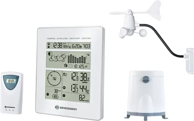 Produktbild von Bresser Optics 7002500, Weiß, Innen-Thermometer, Außen-Barometer, Außen-Thermometer, Anemometer (Windgeschwindigkeit), km/h, -9,9 - 60 °C, -14,2 - 140 °F, -40 - 80 °C