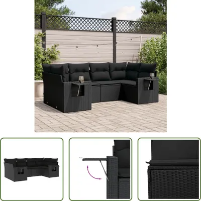 Produktbild von The Living Store 6-tlg. Garten-Sofagarnitur mit Kissen Schwarz Poly Rattan