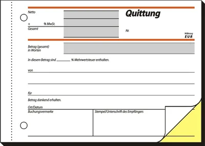 Produktbild von Formularbuch Quittung A6 quer selbstdurchschreibend VE=10x2x40 Blatt
