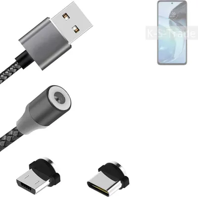 Produktbild von K-S-Trade Hochwertiges Magnet-Lade-kabel Sync-Kabel Daten-Kabel kompatibel mit Motorola Moto G72 mit USB-Typ-C-Anschluss und Micro-USB-Anschluss 2A