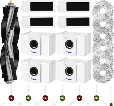 Produktbild von 22 Stück Zubehör für Ecovacs Deebot T20 Omni / T20e Omni Saugroboter, 1 Hauptbürste, 4 Staubbeutel, 6 Wischtücher, 4 Filter, 1 Reinigungsbürste, 6 Seitenbürsten