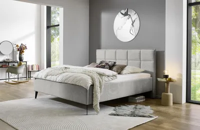 Produktbild von Meise Möbel Stauraumbett Paulo 180x200 cm | Bettkasten & Lattenrost | Webstoff Hellgrau | Metallfuß schwarz