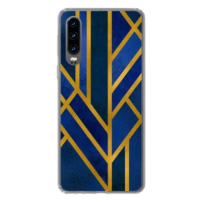 Produktbild von MuchoWow® Handyhülle Schutzhülle Hülle für Huawei P30 Gold - Blau - Luxus Silikon Softcase Handy Hülle - Kartenbesitzer