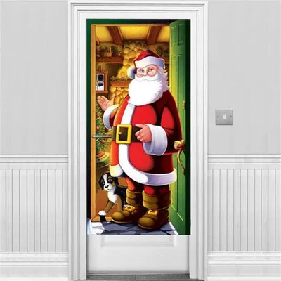Produktbild von Beistle Weihnachtsmann Türdekoration aus Papier für Weihnachten, 152 cm x 76 cm