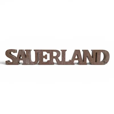 Produktbild von GOLDBACH-Schriftzug SAUERLAND, aus MDF-Holz, hellbraun gekalkt, Used-Look, ca. 40 x 5,5 x 2 cm, zum Stellen oder Aufhängen