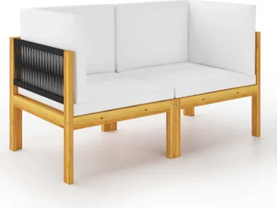Produktbild von The Living Store 2-Sitzer-Gartenbank mit Kissen Massivholz Akazie