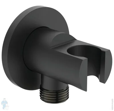 Immagine prodotto di Gomito di collegamento a parete Ideal Standard con supporto doccia rotondo Idealrain Round BC807XG Nero