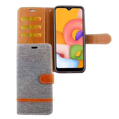 Zdjęcie produktu dla Samsung Galaxy A01 Etui na telefon komórkowy Pokrowiec na kartę Portfel Szary