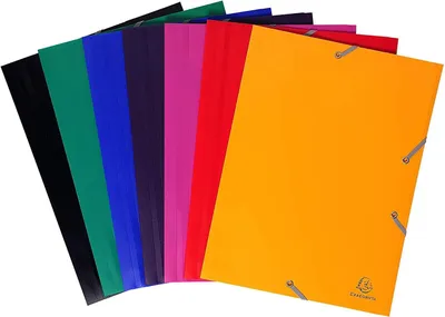 Produktbild von Exacompta 55900E Premium Einschlagmappe. Aus starkem Kunststoff DIN A4 mit 2 Gummizügen und 3 Klappen 1 Stück Zufallsfarbe Sammelmappe Dokumentenmappe ideal für Büro und Schule
