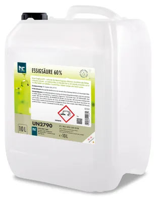 Produktbild von 1x10 Liter hochprozentige Essigsäure 60% zur Entkalkung und Reinigung auch für den Haushaltsgebrauch geeignet