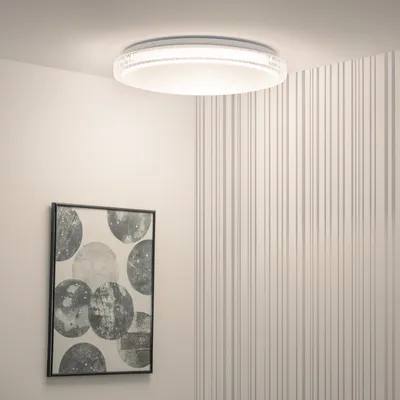 Imagen del producto de LUMILED, lámpara de techo LED de 48W, 4320 lúmenes, con control de temperatura de color (CCT) de 3000 - 6500K, con mando a distancia, IP44, color blanco, diseño moderno, ideal para salones, habitaciones infantiles y dormitorios