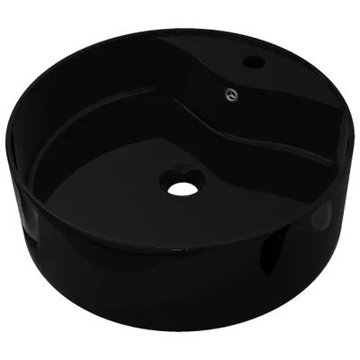 Immagine prodotto di vidaXL Lavabo in Vetroceramica foro rubinetto/foro sfioratore nero rotondo