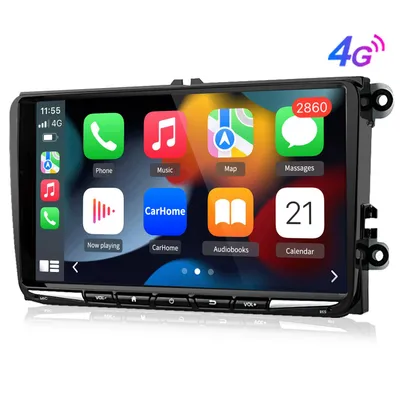 Obrázok produktu pre Hexinex 9-palcové autorádio s 8-jadrovým procesorom, 6+128 GB pamäte, operačným systémom Android 15, podporou Carplay a Android Auto, určené pre vozidlá VW Golf 5, 6, Touran, Passat, Tiguan. Obsahuje GPS, WiFi, Bluetooth, FM rádio, RDS a DSP