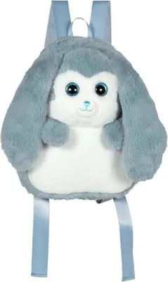 Image de Sac à dos en peluche - Lapin bleu et blanc, 30 cm