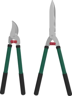 Produktbild von Gartenschere Set 2-teilig Messerlänge 40 cm Astschere mit antihaftbeschichtete Metallklingen