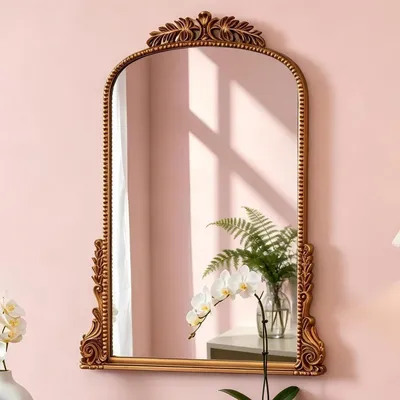 Produktbild von Bogenspiegel 80 x 60 cm Barock Antik Goldfarben Wandspiegel für Wohnzimmer Flur