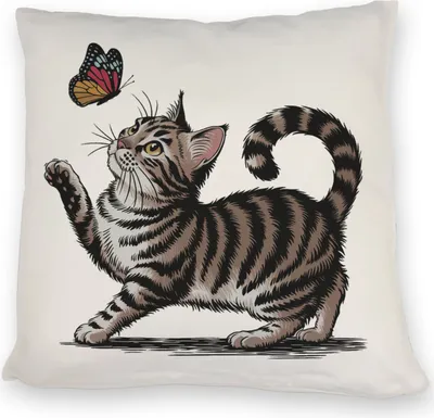 Produktbild von Katze mit Schmetterling Kissen für Tierliebhaber