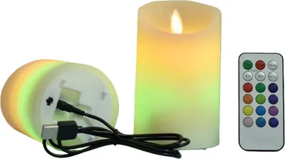 Image de INF Bougie LED Rechargeable Sans Flamme avec Télécommande - 7,5x22cm