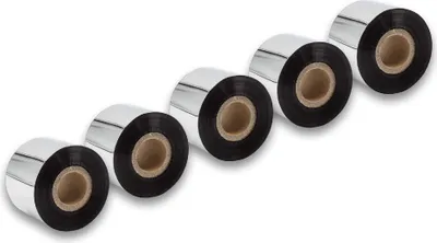 Produktbild von vhbw 5x Thermotransfer-Band kompatibel mit Godex EZ-2300 Plus, EZ-2250i Drucker Etikettendrucker, Wischfest, 50 mm x 300 m, Wachs-Plus Schwarz