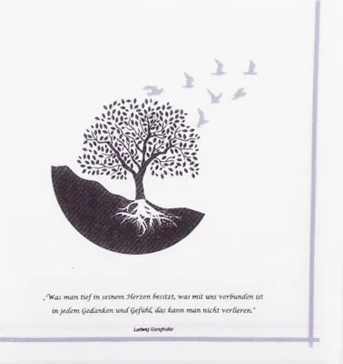 Produktbild von Airlaid Serviette Trauerfeier "Lebensbaum" 33 x 33 cm, 50 Stück - APARTina