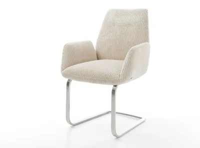 Produktbild von DELIFE Freischwinger Zoa-Flex Cord Beige Freischwinger flach Edelstahl Taschenfederkern