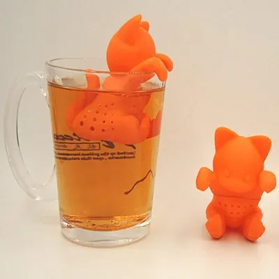 Obrázek produktu pro Čajový filtr kočka oranžová - na sypaný čaj