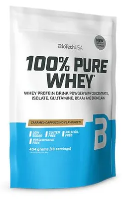 Produktbild von BioTech 100% Pure Whey 454g - Karamell Cappuchino