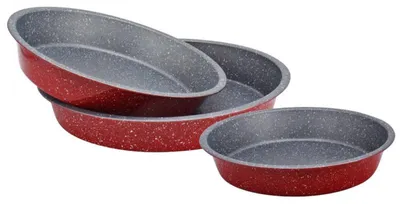 Obrázok produktu pre Sada okrúhlych panvíc Voltz V51222RR3, 3 ks, 24/28/32 cm, mramorové povrchové úprava, červená