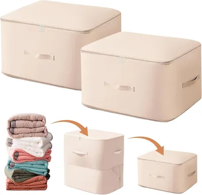 Productafbeelding van Ultra ruimtebesparende zelfcomprimerende organizer - Set van 2 - Beige - XL