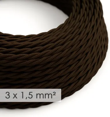 Immagine prodotto di Creative-Cables Cavo elettrico in tessuto, Sezione 3x1,50, 1 m, Marrone TM13, Trecciato effetto seta